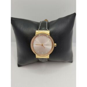 SKAGEN SKW2717 Women's Black Leather Analog Dial Quartz Genuine Watch AM110